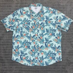 IZOD Saltwater Shirt Men 2XL Floral Tropical Lightweight Vacation Casual Fishing